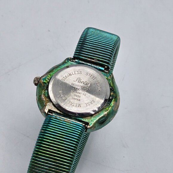 Vintage Slinky Armitron Green Wristwatch With Stainless Steel Back - Picture 5 of 5